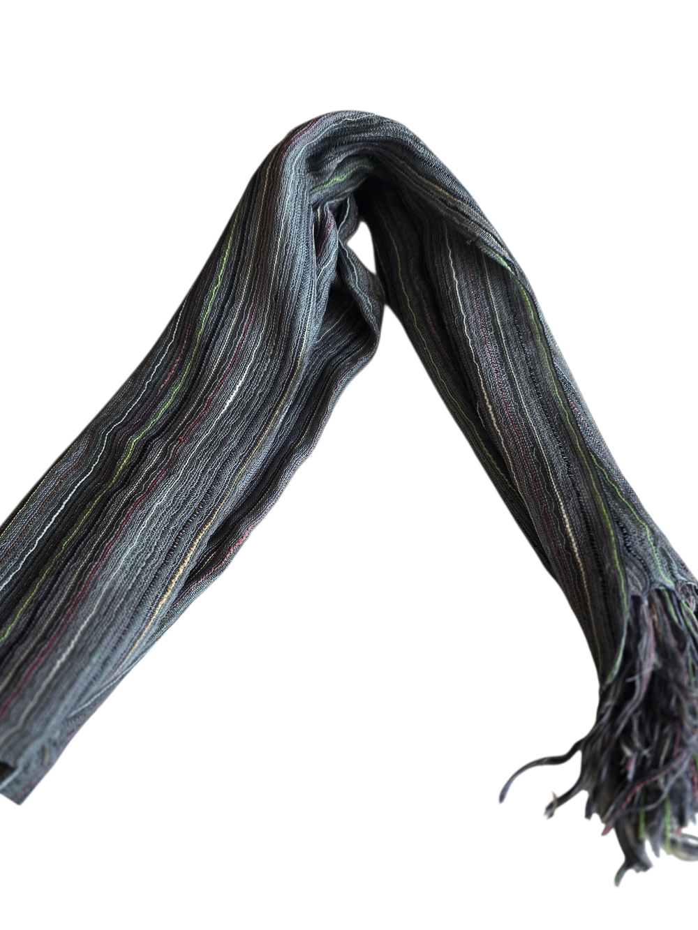 Striped Knit Scarf in Charcoal with Subtle Multicolor Stripes
